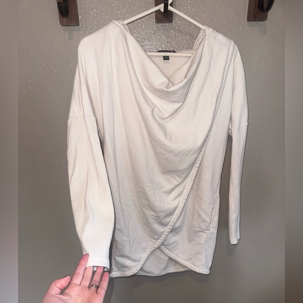 Ralph Lauren Cream Draped Cowl Neck Sweatshirt
